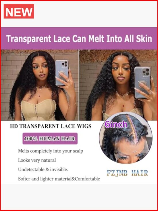 30 Inch Deep Wave Lace Front Wig Human Hair 200 Density HD Lace main image 6